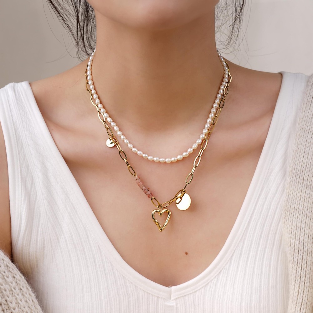 Simple Perlen Edelstahl Kette – Bild 5