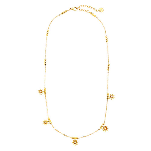 40cm Flower Pearl Edelstahl Halskette