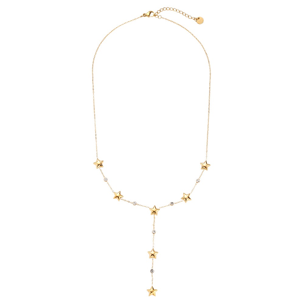 39cm Chained Stars Diamond Edelstahl Halskette