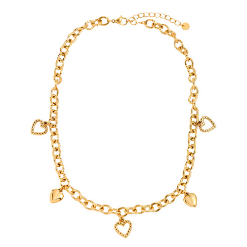 40cm Heart Charms Edelstahl Halskette