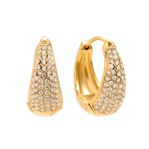 12mm Diamond Drop Hoop Edelstahl Ohrringe