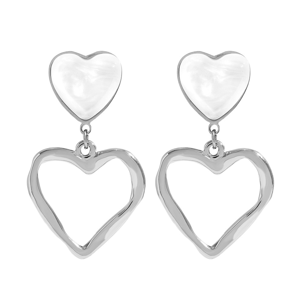 4cm Designed Hearts Edelstahl Ohrringe