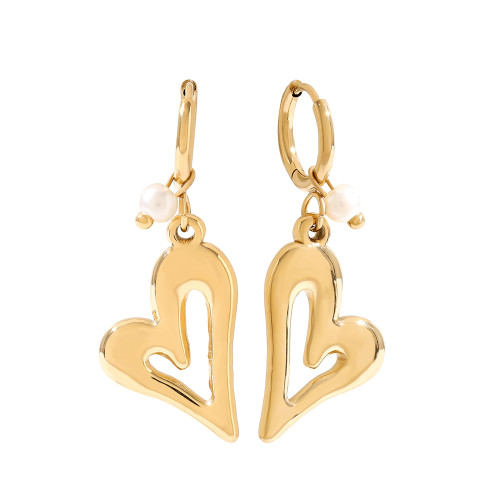 3.3cm Shaped Heart Pearl Edelstahl Ohrringe