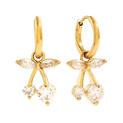 2.8cm Cherry Diamond Edelstahl Ohrringe