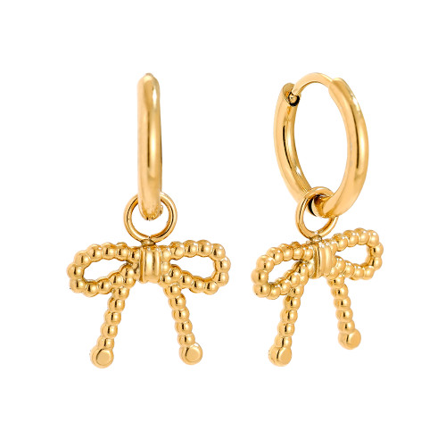 23mm Dots Bowtie Edelstahl Ohrringe