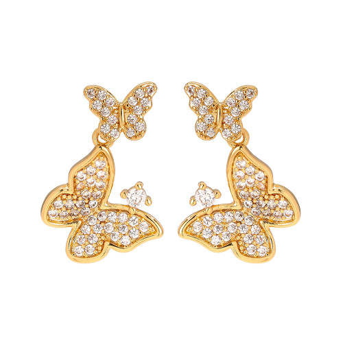 2cm Sparkling Butterfly Vergoldete Ohrringe