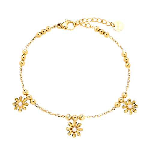 17cm Flower Pearl Edelstahl Armkette slide 2 of 3