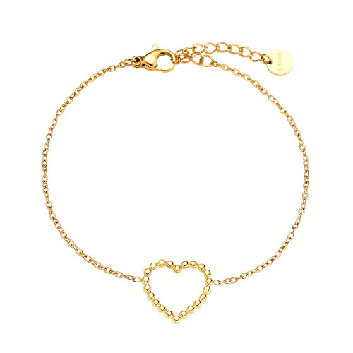 16cm Dotted Heart Edelstahl Armband