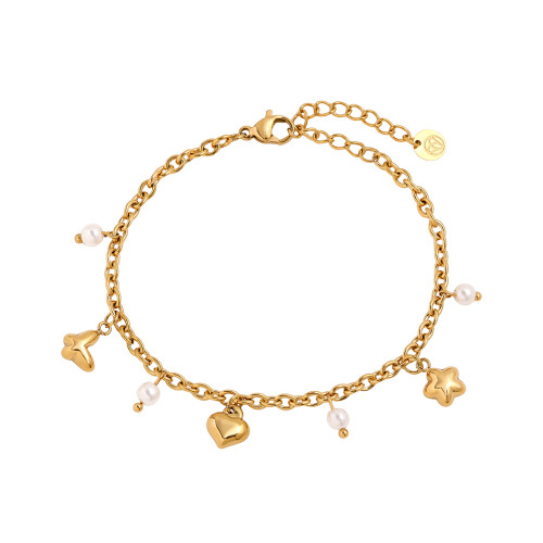 16cm Sweet Charms And Pearl Edelstahl Armband