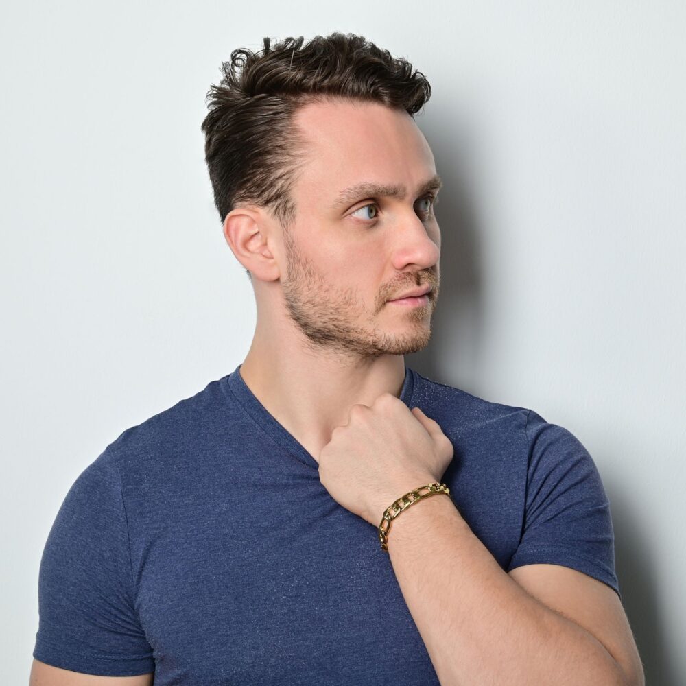 "Devin"  Figaroarmband, Edelstahl, 21 cm – Bild 4