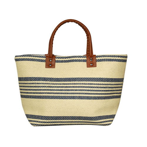 Damentasche/Strandtasche aus Stroh, gestreiftes Design