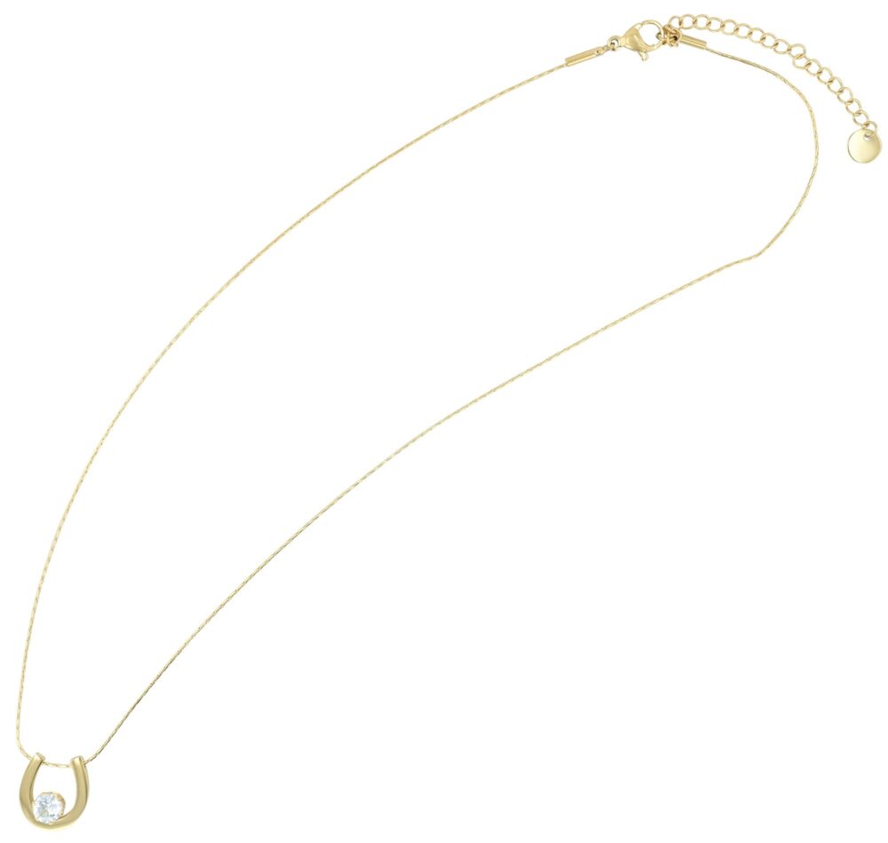 "Trixi" - Kette (40 +5 cm) mit Anhänger/ Hufeisen, Edelstahl, Akzent – Bild 4