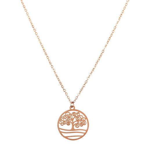 "Eleha", Edelstahlkette, Baum des Lebens mit Anhänger, Länge 43 cm