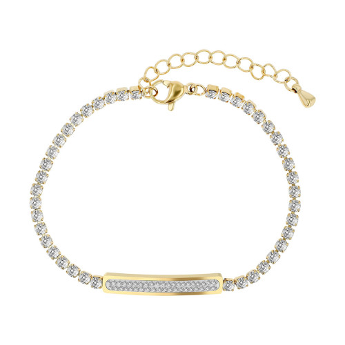 Armband aus Edelstahl, aufgereihte Similisteine, ionenplattiert